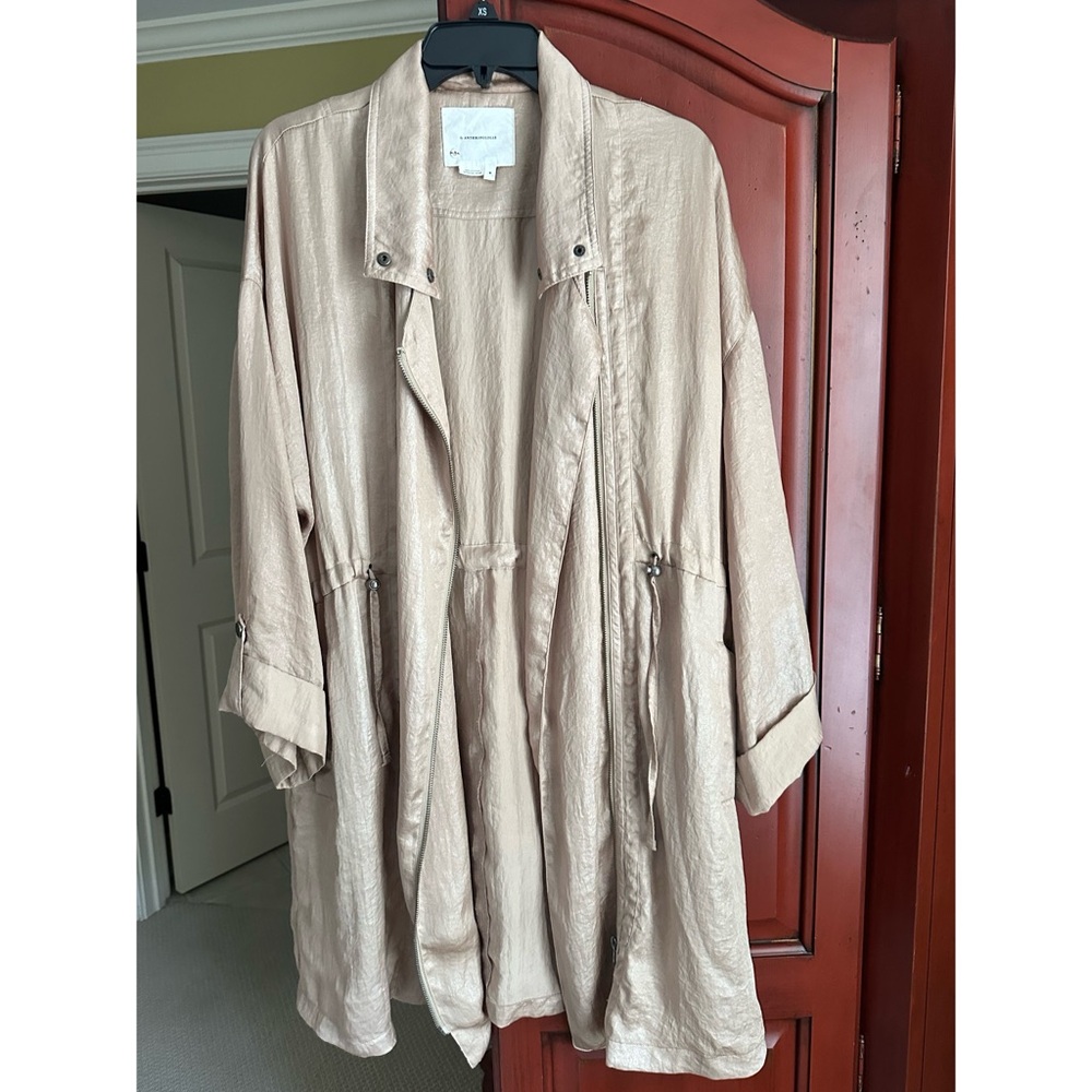 Anthropologie- Drapey satin duster - gold